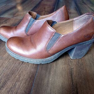 Born Concepts B.O.C Kimy Black Leather Bootie Size 9 C03603 Block Heel Slip On